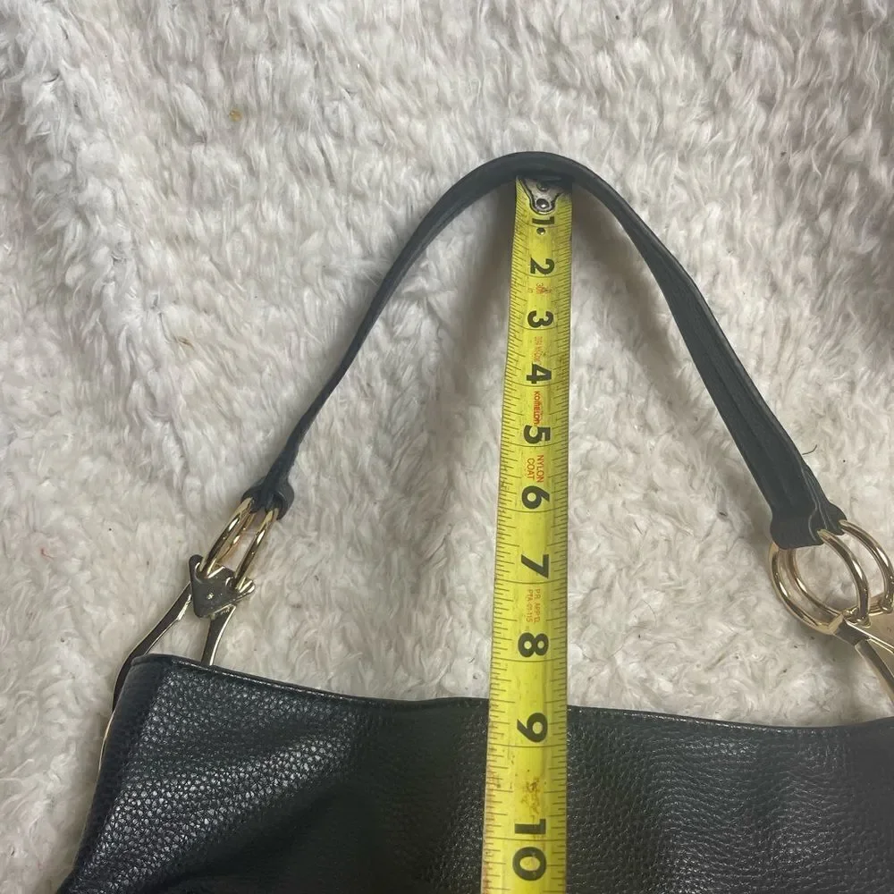 Dasein synthetic leather Black hobo shoulder bag with Bold gold tone hardwares